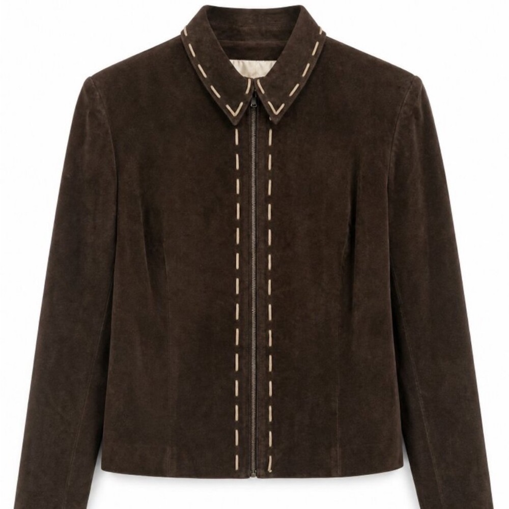 Vintage Suede Leather Jacket Brown 8
